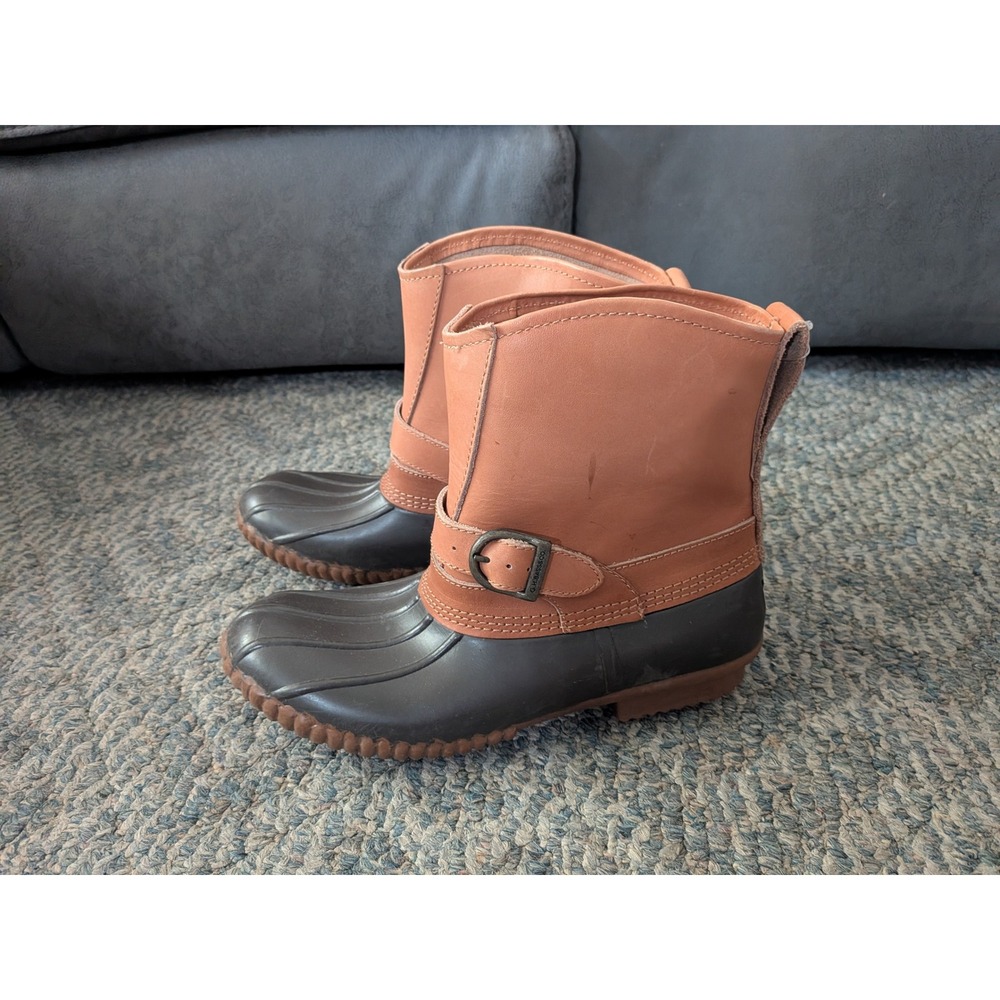 G.H. Bass Hesper Tan Leather Duck Boots Womens 9 M Ankle Strap Rain Snow Boots